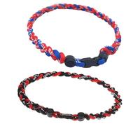 2 collares de cuerda de béisbol, diseño de tornado a la moda, collar trenzado de colores del equipo, para fanáticos de los deportes de béisbol, 18in, Nailon, No es una piedra preciosa