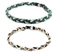 2 collares de cuerda de béisbol, diseño de tornado a la moda, collar trenzado de colores del equipo, para fanáticos de los deportes de béisbol, 18in, Nailon, No es una piedra preciosa