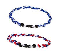 2 collares de cuerda de béisbol, diseño de tornado a la moda, collar trenzado de colores del equipo, para fanáticos de los deportes de béisbol, 18in, Nailon, No es una piedra preciosa