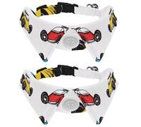 2 collares de gato con diseño de Doodle Simple Cars sin costuras, corbatín estilo camisa, collar ajustable para perro con pajarita para perros pequeños, cachorros, gatos, conejos