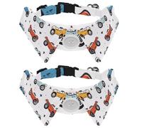 2 collares de perro con diseño de estrella de Doodle Cars con diseño de estrella, collar de perro ajustable, elegantes corbatines para mascotas para cachorros y gatos pequeños, longitud de 11.2 a 12.2