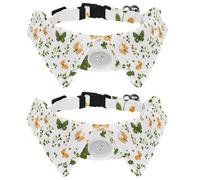 2 collares de perro para perros medianos, pajarita verde amarilla con mariposa y flor para gato con hebilla de plástico, camisas con cuello para corbatines de mascotas, cuello de 11.2 a 12.2 pulgadas