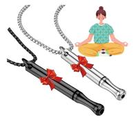2 collares de respiración con resistencia, de acero inoxidable, alivio de la ansiedad, silbido, collar consciente para relajación, ayuda respiratoria para meditación, 5cm*0.8cm, Acero inoxidable