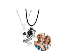 2 collares magnéticos para parejas, collar con colgante de corazón de proyección de fotos para mujeres y hombres, joyería 2022, nueva versión, regalo de Navidad, día de San Valentín, Año Nuevo (B)