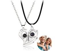 2 collares magnéticos para parejas, collar con colgante de corazón de proyección de fotos para mujeres y hombres, joyería 2022, nueva versión, regalo de Navidad, día de San Valentín, Año Nuevo (D)