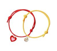 2 collares para gatos y perros, hechos a mano, ajustables, con cuerda de la suerte, dije de corazón para gatos pequeños, perros, accesorios de joyería para mascotas