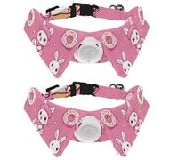 2 collares para perro, lindo conejo dona, fondo de caramelo, collar de gato ajustable con pajarita para perros pequeños, cachorros, gatos, conejos, cuello de 11.2 a 12.2 pulgadas
