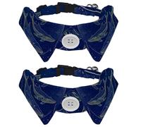 2 collares para perros y gatos con cascabel y hebilla de liberación rápida para mascotas pequeñas, diseño de ballenas y luna azul