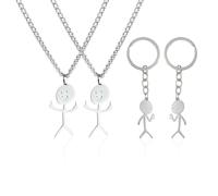 2 Collares Stickman, 2 Llaveros Stickman, Joyas Personalizadas, Collares Stickman De Dibujos Animados, Interesantes Collares De Graffiti, Regalos Para Parejas Y Amistad
