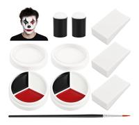 2 colores de cara 3 en 1, negro, blanco, rojo, para Halloween, carnaval
