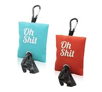 2 Colores Dispensador de Bolsas de Basura para Mascotas, Soporte Portátil para Bolsa de Caca para Perros, Contenedor de Bolsas de Basura para Perros con Clip de Metal (Naranja, Azul Claro)