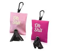 2 Colores Dispensador de Bolsas de Basura para Mascotas, Soporte Portátil para Bolsa de Caca para Perros, Contenedor de Bolsas de Basura para Perros con Clip de Metal (Rosa, Rojo Rosa)