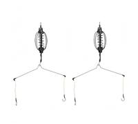 2 comederos de pesca de carpa, comedero de peces de resorte con soporte, métodos en línea, cebos, cebos, jaula, plomos, aparejos terminales y accesorios