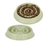 2 Comederos Perro Anillos Antivoracidad, Cuenco Canino Antiestrés, Bol Antiansiedad, Apto Lavavajillas, 400 ml, Verde
