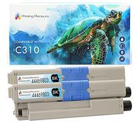 2 Compatibles Cartuchos de tóner para Oki C310dn C310n C330dn C510dn C530dn C531 C531dn MC351 MC352dn MC361 MC361dn MC362dn MC561 MC561dn MC562 MC562dn C331 C511 C511dn - Negro, Alta Capacidad