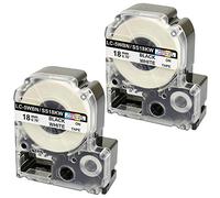 2 Compatibles Casetes LC-5WBN LC-5WBN9 SS18KW negro sobre blanco 18mm x 8m cintas para impresoras de etiquetas Epson LabelWorks LW-300 LW-300L LW-400 LW-500 LW-600P LW-700 LW-900P LW-1000P