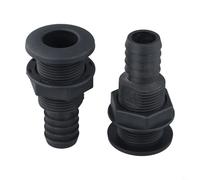 2 conectores a través del casco de plástico ABS de grado marino para hardware de cubierta de barco, gestión de flujo de agua, negro, 3/4 pulgadas, 1 pulgada, 5/8 pulgadas (1 pulgada)