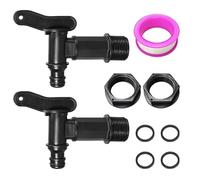 2 conectores de depósito de agua con juntas y 1 cinta de sellado, conector de escape, grifo de repuesto, cubo, cubo de plástico, conexión para depósito de agua (negro)