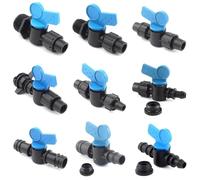 2 conectores de tubería de 16 mm 20PE con mini válvula de bola, tuerca de bloqueo for manguera de riego por goteo, juntas for tubo e interruptor de agua(16 Hard Pipe By-pass)