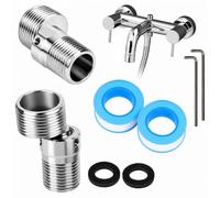 2 conectores en S de acero inoxidable 304, adaptador de grifo de ducha ajustable a 360°, 1/2", con cinta de sellado, adaptador de grifo para baño, cocina y lavabo