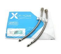 2 conectores flexibles de acero inoxidable trenzados de 300 mm, 15 mm de compresión x M10 (10 mm).