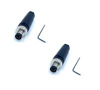 2 conectores M8 de 4 pines, conector redondo industrial IP67 A, código derecho, adaptador de montaje en campo, sin cerrar, 60 V, 4 A CA/CC