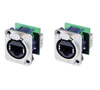 2 conectores Neutrik NE8FDP Ethercon Cat5 RJ45 de alimentación/paso a través de la serie D