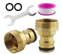 2 conectores universales para grifo mezclador, adaptador de manguera, adaptador de manguera, acoplamiento rápido, conexión de manguera de jardín, con cinta de sellado y arandela de sellado