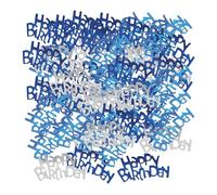 2 confeti de cumpleaños azul de 30 g, decoración de cumpleaños para niños, accesorios de decoración para fiestas de mesa (azul oscuro, azul cielo, plata).