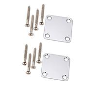 2 Conjunto de Placa para Cuello de Guitarra Electrica Tornillos Aplicable A Strat Tele de la Guitarra, Reemplazo de Bajo Jazz,Cromo