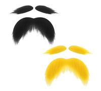 2 conjuntos de barba falsa, bigotes de pelo natural negro bigote autoadhesivo, falso barba negro conjuntos de cejas y pegatinas bigote disfraz negro para el cabello