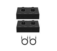 2 Conmutadores de Audio Estéreo Bidireccionales HIFI de 4 Vías de 3,5 mm con Botón de Silencio para PC, Auriculares y Altavoces. 4 Entradas y 1
