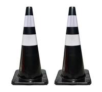 2 Conos Señalizacion con Bandas Reflectantes, Conos Trafico de PVC de 67 Cm con Base Lastrada, para Construcción, Estacionamiento y Eventos(Black)