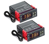 2 Controladores de Temperatura Digitales STC-3008 AC 110V-220V Termostato Centígrado Termostato de Calibración de Temperatura Digital General con Sensor 2 Salidas de Relé (STC-1000) (STC-1000)