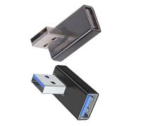 2 convertidores adaptadores USB 3.0 de 90 grados para enchufes y reproducción, transferencia de datos, carga en dispositivos, izquierda, derecha, USB en ángulo