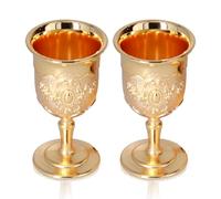 2 Copas de Vino, 3,7 x 6,8 Cm Copa Gótica Medieval Dorada Retro, Copa de Vino Retro Metálica para Fiestas de Bodas en Bares Familiares
