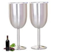 2 copas de vino de acero inoxidable, vasos de vino aislados de doble pared con tapas, vaso irrompible para beber al aire libre, viajes, camping