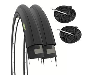 2 Copertones 700x25 + Cámaras Incluidas Válvula Francesa Road Bike Negro