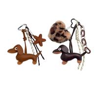 2 Corazones De Amor De Perro Salchicha Y Coles De Estrellas De Cinco Puntas, Llavero con Lindo Motivo De Mascota, Cole De Mochila De, Adecuado para La Decoración De Bolsos Y Regalos.