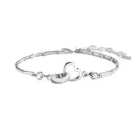 2 corazones entrelazados Mother And Love Eternal Bracelet Girls From Mom To The Love Between Mother And Is Eternal Women Collar de perlas, talla única, Aluminio, No es una piedra preciosa