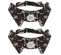2 corbatines para mascotas, perro, gato, disfraz de mascotas, collar formal ajustable para gatos, perros pequeños, accesorios de fiesta, corazones de esqueleto de baile
