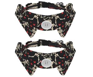 2 corbatines para mascotas, perro, gato, disfraz de mascotas, collar formal ajustable para gatos, perros pequeños, accesorios de fiesta, corazones de esqueleto de baile