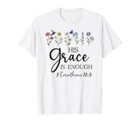 2 Corinthians 12:9 Christian Bible Verse His Grace is Enough Camiseta gráfica económica, Hombre, Blanco, L