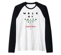 2 Corinthians 5:7 - Walk by Faith Not by Sight Vision Chart Camiseta Manga Raglan