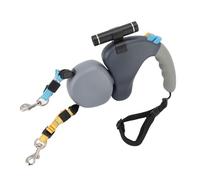 2 Correa para Perros Retráctil de Perros, Correa de Perro de Doble Cabeza de Rotación de 360 ° de Dos Perros con Luz LED, Bloqueo de 3 Metros y Desbloquea Cintas Fácilmente (Grey)