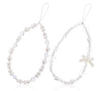 2 correas con cuentas para cámara, bonitos dijes para teléfono, correa de teléfono con flores de mariposa y perlas, correas de cordón para muñeca para llavero, cartera, decoración colgante