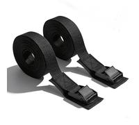 2 Correas de Amarre, Correas Tensoras Negras de 0.25x2m con Capacidad de Carga de 250 kg, Hebillas de Acero Inoxidable, Correas de Fijación, Correas de Sujeción para Coche, Portabicicletas, Camping
