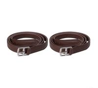 2 correas de estribo de cuero con hebillas de acero inoxidable, tachuelas ecuestres de microfibra suave para montar en inglés, correas de estribo ajustables de 125 cm/135 cm, negro o marrón (marrón