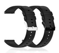 2 correas de goma de silicona para reloj, de liberación rápida, impermeables, con hebilla de acero inoxidable negra o plateada,para Hombre y Mujer