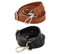 2 correas de hombro de cuero para mujer, correa de hombro ajustable, correas de piel de espagueti (negro y marrón), Negro , 1,8 cm * 130 cm